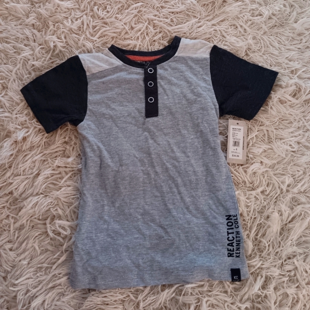 Kenneth Cole Reaction Boys Color Block Gray T Shirt Size 6 NWT